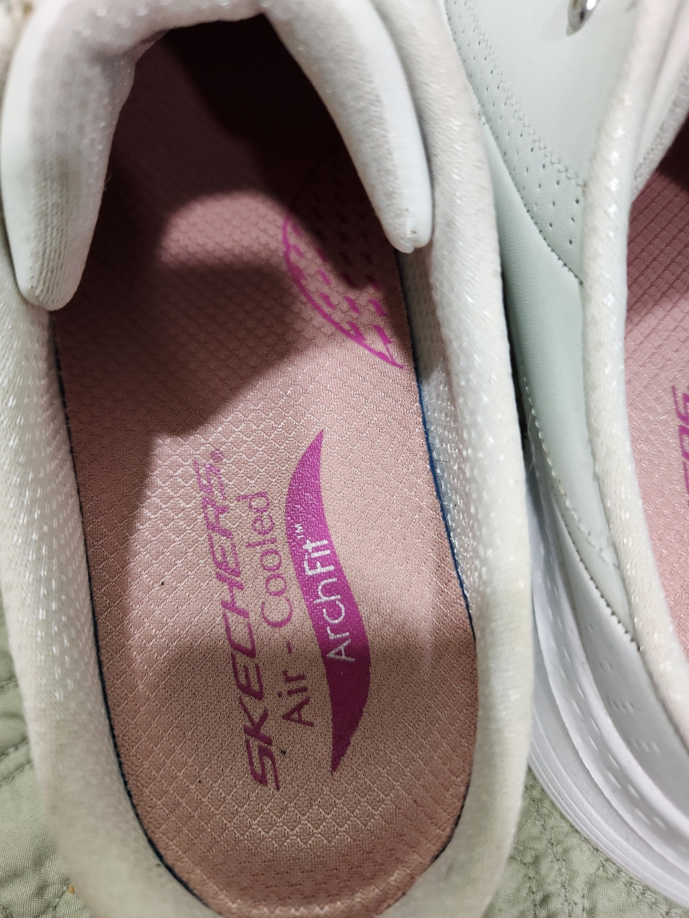 Skechers White Slip-On Sneakers with Pink Lining - Picture 3 of 5